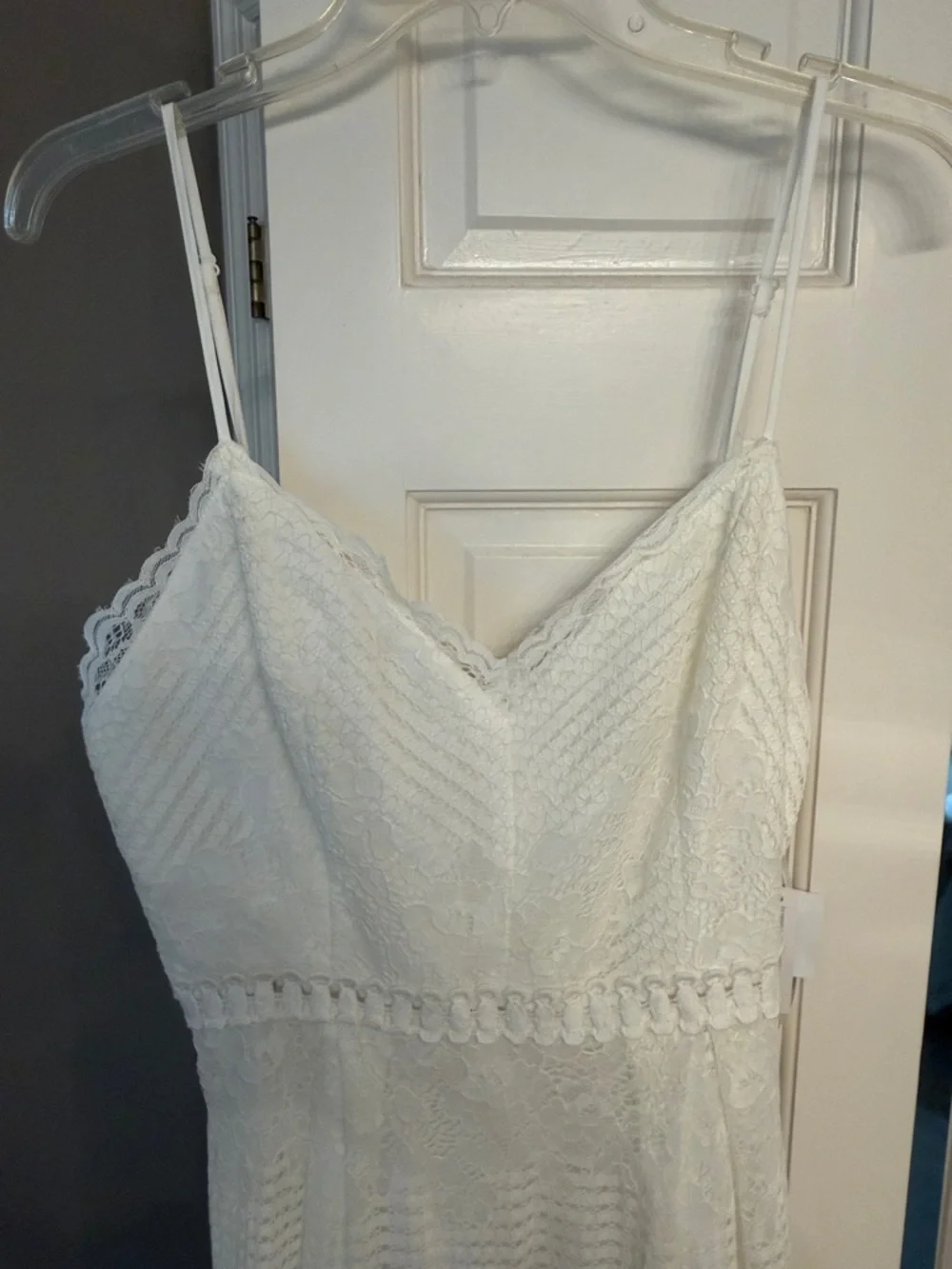 Chelsea28 White Lace Spaghetti-Strap Midi Dress - Picture 3 of 11